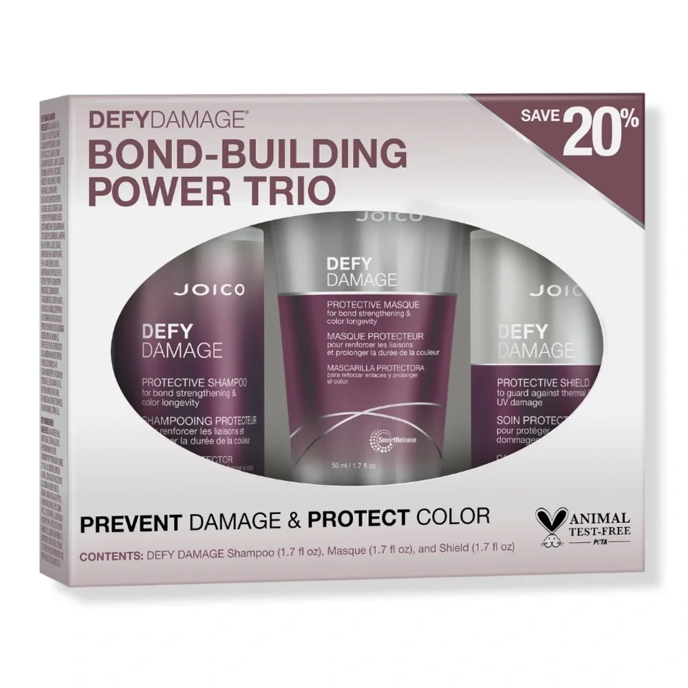 JOICO 3p Defy Damage Bond-Building Power Trio Shampoo Mask Shield NIB $25